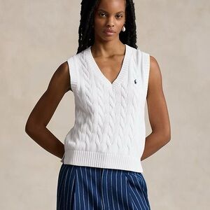 Ralph Lauren White V-Neck Sweater Vest